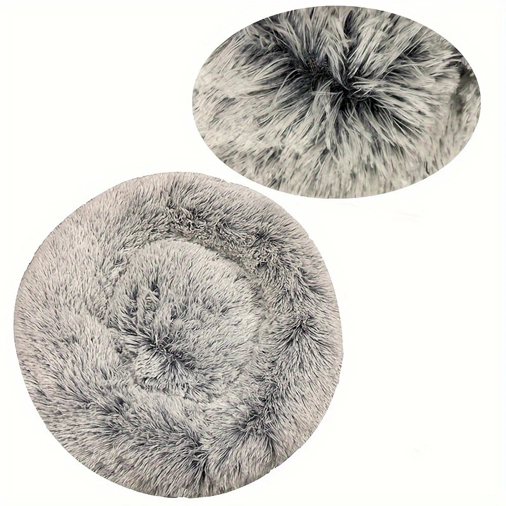 Round Pet Bed for Large Dog Bed Donut Long Plush Cat Bed for Medium Dog House Winter Warm Sleeping Pet Kennel Removable Dog Sofa