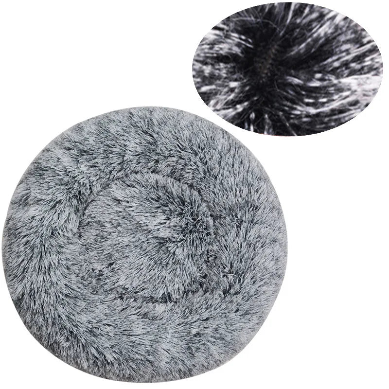 Round Pet Bed for Large Dog Bed Donut Long Plush Cat Bed for Medium Dog House Winter Warm Sleeping Pet Kennel Removable Dog Sofa